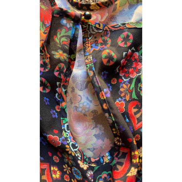 ECI New York Multicolor Floral Bell Sleeve Dress Sz 10 Boho Fall Style Festival - Picture 7 of 9